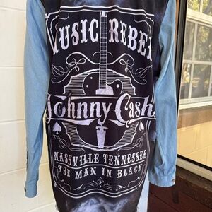 Johnny Cash Western Denim Button Up Shirt